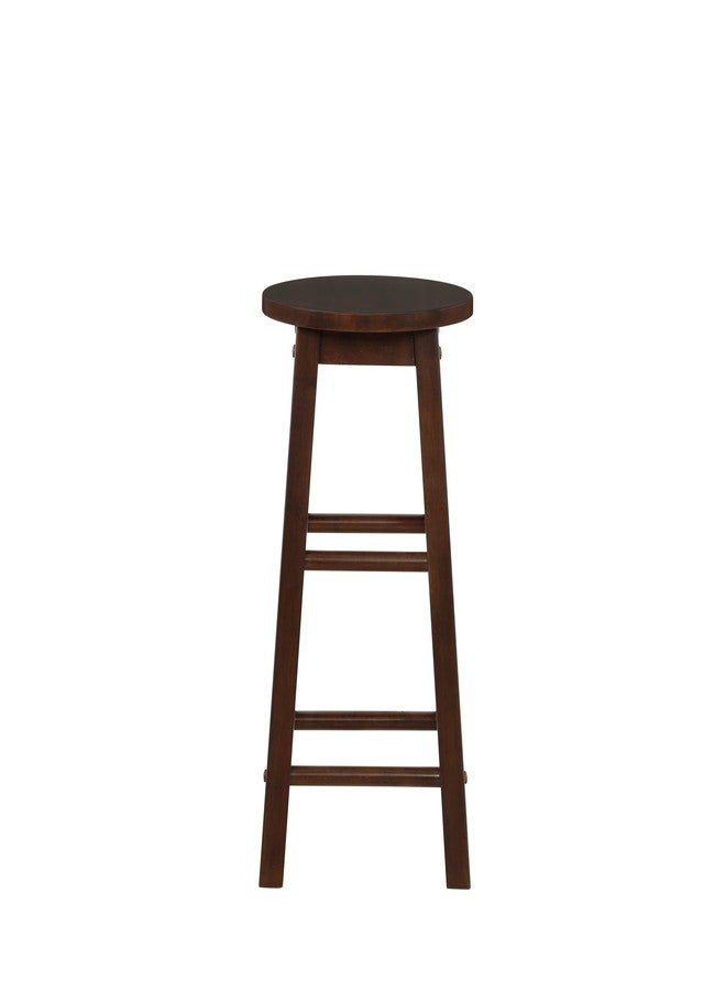Linon Zeke Walnut Solid Wood Backless Round Counter Stool - Image 3