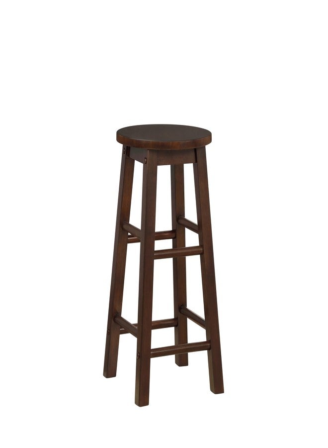 Linon Zeke Walnut Solid Wood Backless Round Counter Stool - Image 1
