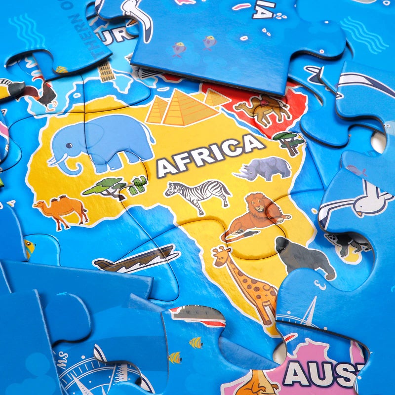 IFLOVE Jumbo Floor Puzzle for Kids,World Map Puzzle Jigsaw Geography Puzzles,48 Piece Globe Atlas Puzzle with Continents,United States Puzzle for Ages 3-5,Preschool Learning Toys Gift for 4-8 Years Old - Image 3