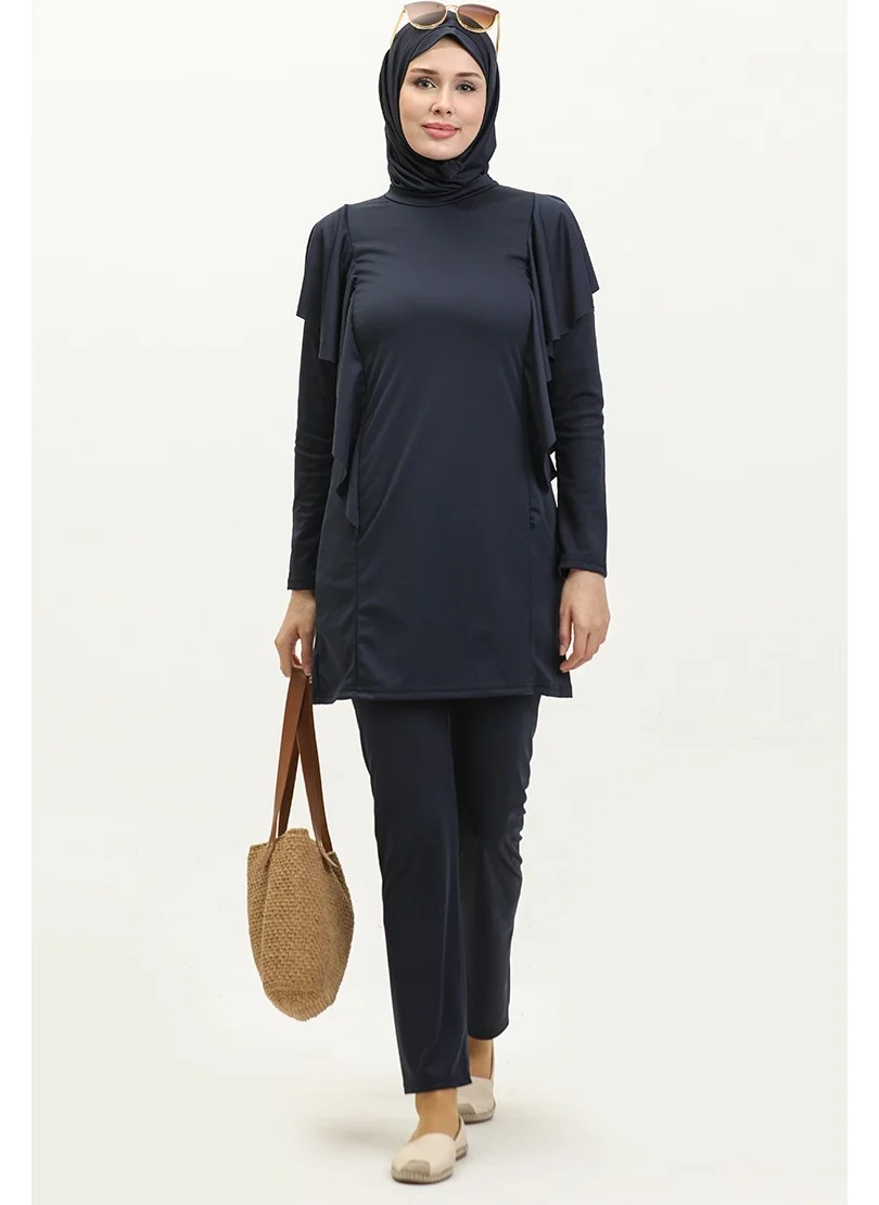 Sefa Merve Garnili Hijab Swimsuit 2225A-01 Navy Blue