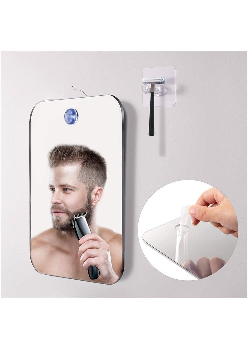 Anti-Fog Shower Mirror Kit, Shower Makeup Shave Mirror, Frameless Shower Mirror, Wall Hanging Mirror, Fogless Shower Mirror, Lightweight Portable Fogless Mirror for Men and Women - Image 2