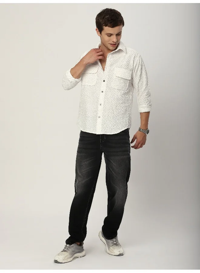 Beyoung White Terry Textured Shirt