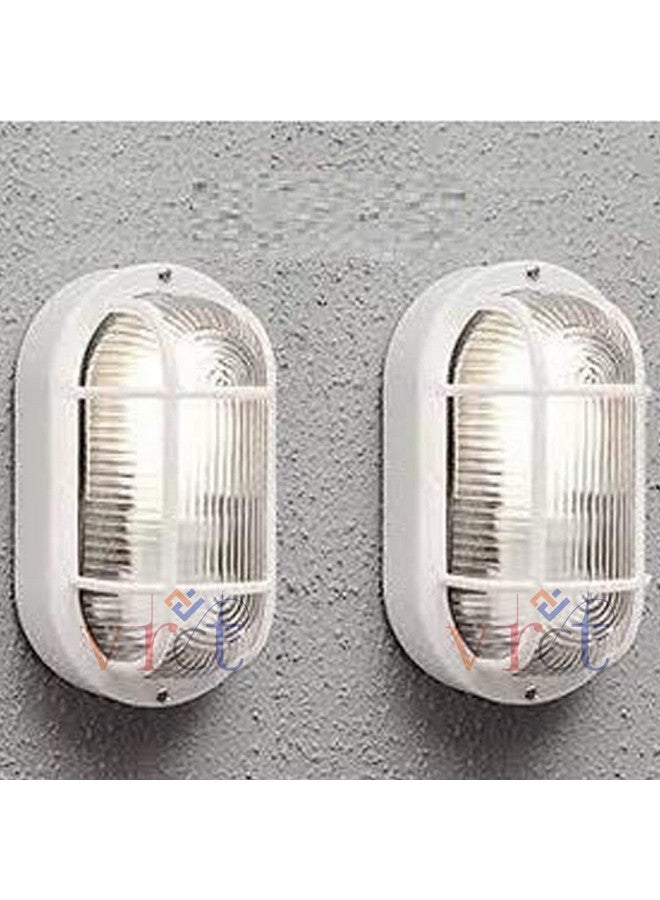 VRCT Plastic Waterproof Outdoor Bulkhead Small Light | Exterier Wall Light Lamp For Offices/Home (Cool White, Set Of 2) - Image 1