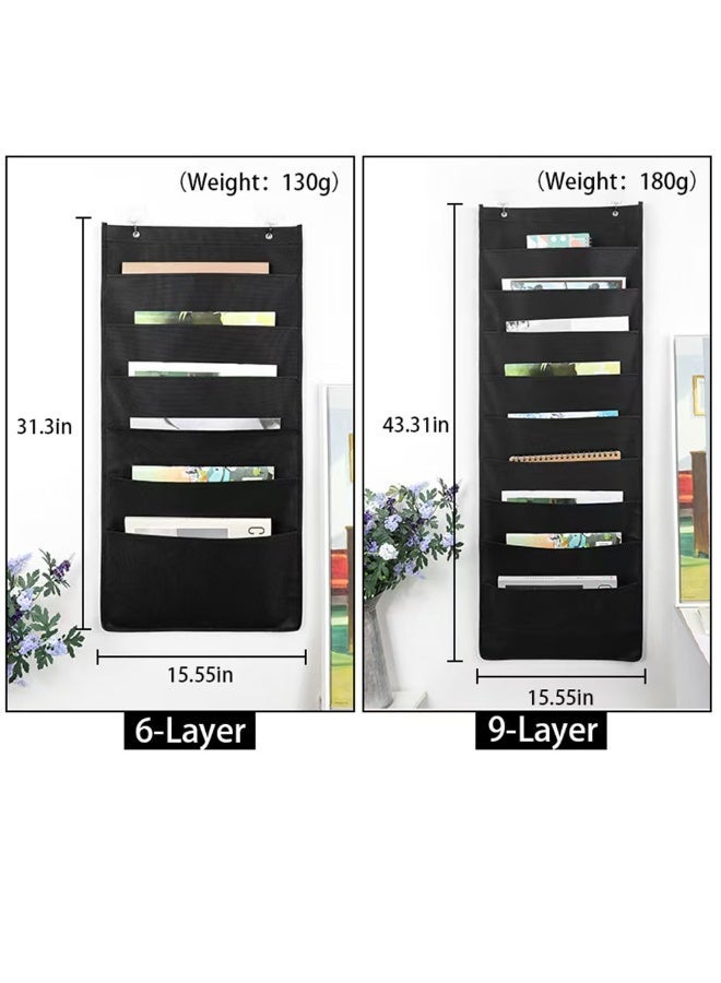 Over The Door File Organizer, Mail Organizer Holder, Wall Mount Hanging File Storage, Organizer with 6 Pockets for Office, Home, Paper, Document, Chart - Image 2