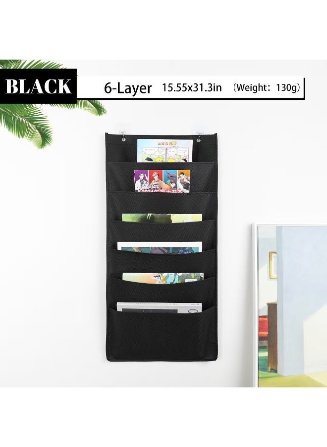 Over The Door File Organizer, Mail Organizer Holder, Wall Mount Hanging File Storage, Organizer with 6 Pockets for Office, Home, Paper, Document, Chart - Image 1
