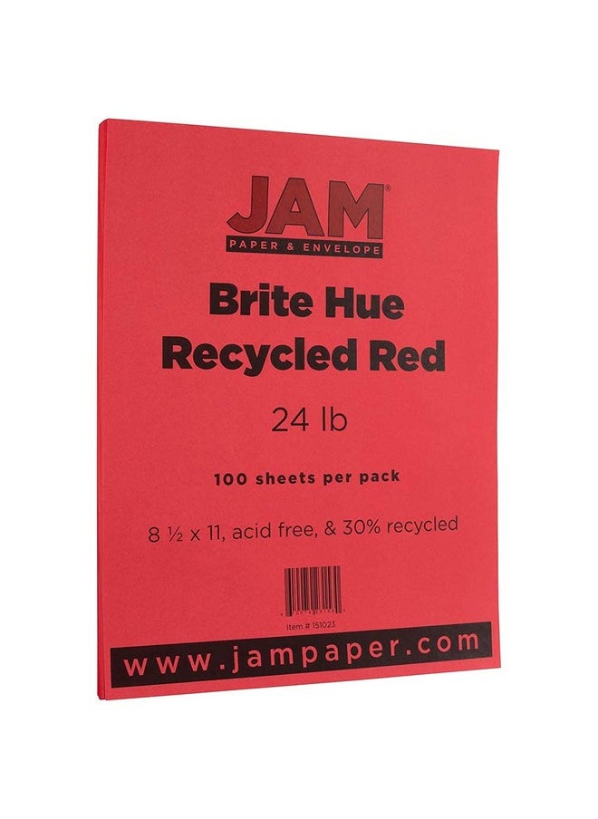 JAM Paper Colored 24Lb Paper - 90 Gsm - 8.5 X 11 - Red Recycled - 50 Sheets/Pack  - Image 2