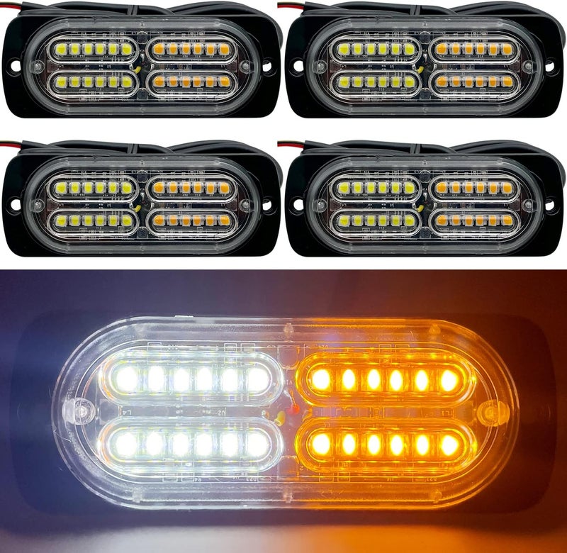 EASE2U E شريط ضوء التحذير المائي EASE2U E 20-LED باللون الكهرماني - 4 قطع - Image 1