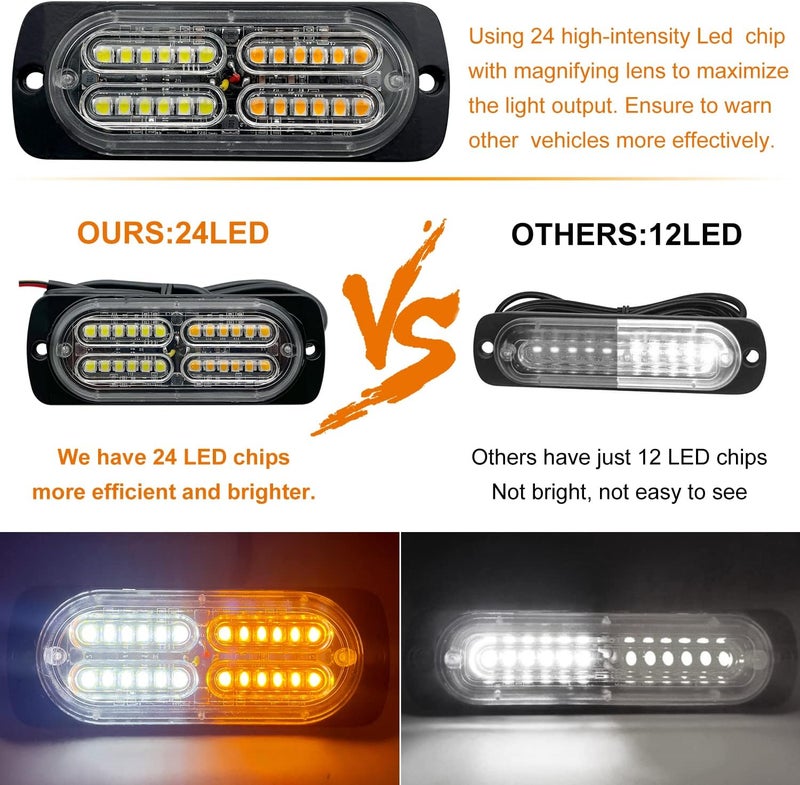 EASE2U E شريط ضوء التحذير المائي EASE2U E 20-LED باللون الكهرماني - 4 قطع - Image 3