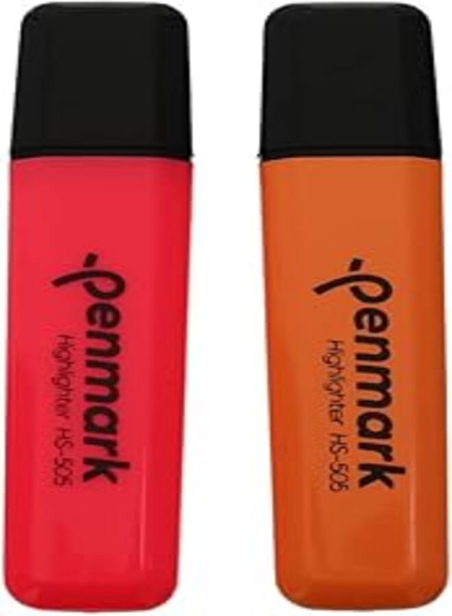 Penmark HS-505 High Quality Neon Permanent Highlighter Pen Set Of 2 Pcs. - Multi Color