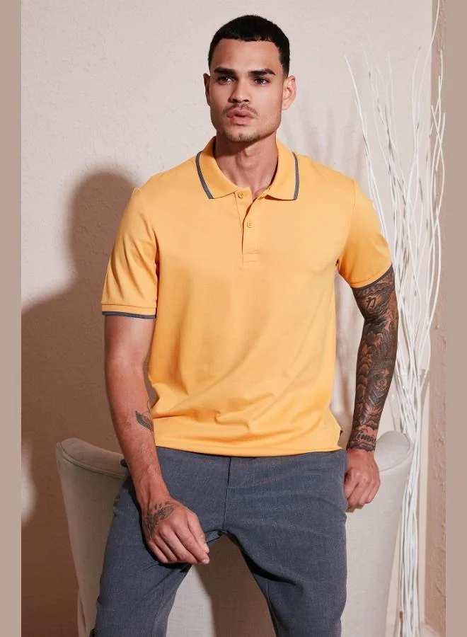 بوراتي تيشيرت بولو قطن رجالي بقصة عادية