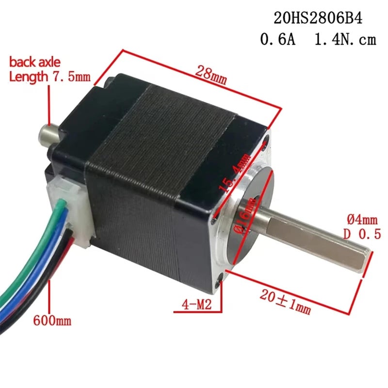 Stepper Motor 28mm Length 1 8 Degree Step Angle 1 4N Cm Torque 0 6A Double Shaft - Image 5