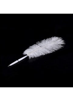 klarako 2 Colors Ostrich Feather Wedding Quill Signing Ballpoint Writing Pen With Metal Holder New White(Silver)  - Image 3