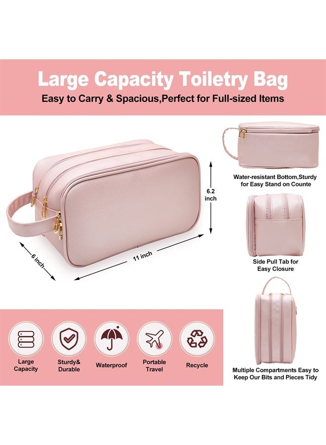 BAIMAY Travel-Essentials Toiletry Bag for Women,Water Resistant Makeup-Bag-For-Travel-Accessories,Dorm Room Essentials,Eco Leather Cosmetic Bag for Full Size Toiletries,Mother's Day Graduation Gifts for Her - Image 3