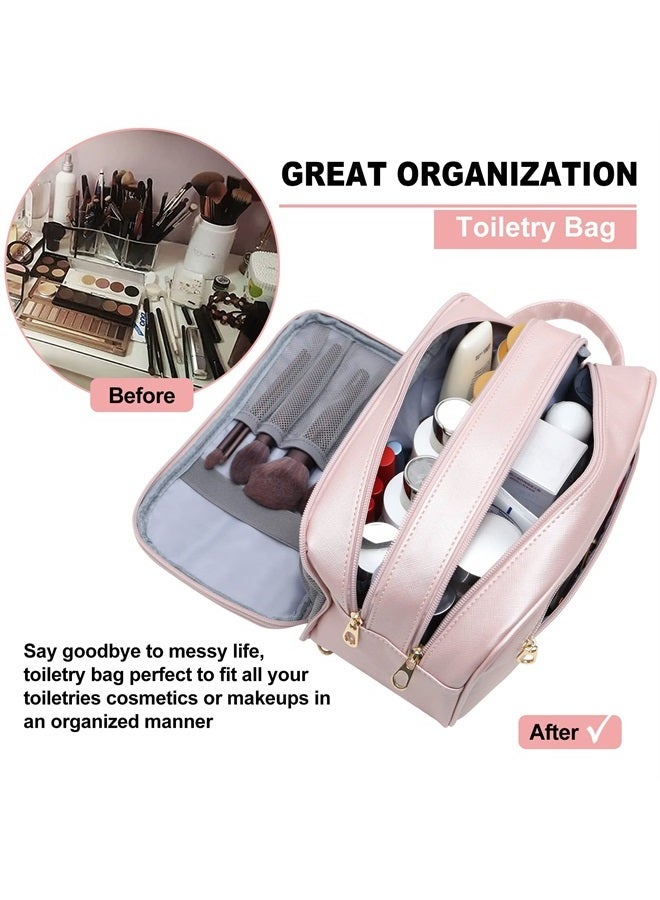 BAIMAY Travel-Essentials Toiletry Bag for Women,Water Resistant Makeup-Bag-For-Travel-Accessories,Dorm Room Essentials,Eco Leather Cosmetic Bag for Full Size Toiletries,Mother's Day Graduation Gifts for Her - Image 2