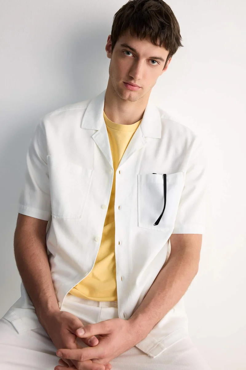 ديفاكتو Relax Fit Short Sleeve Cotton Shirt