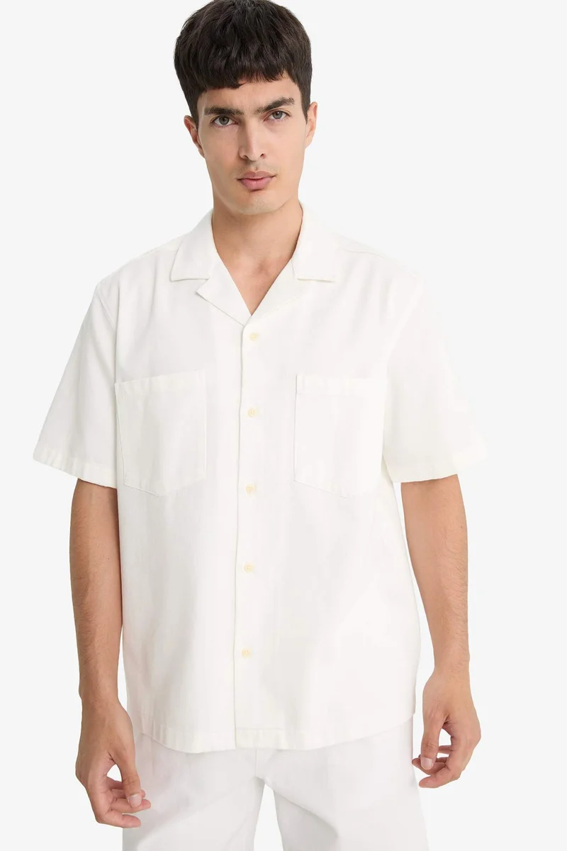 ديفاكتو Relax Fit Short Sleeve Cotton Shirt