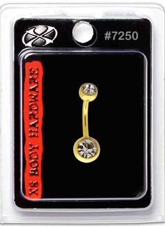 24k Gold plated 10mm double jewel crystal belly ring
