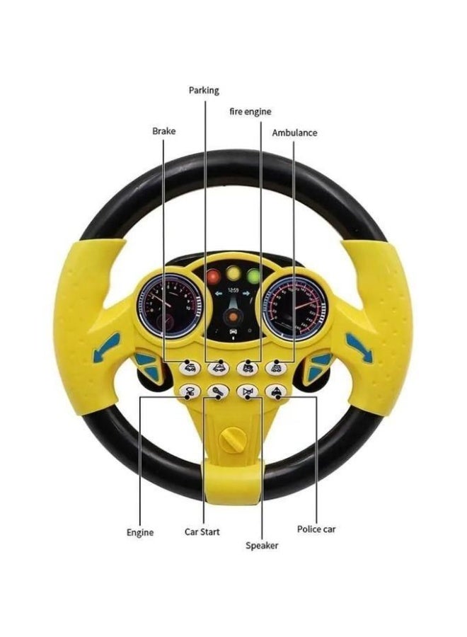 Interactive Steering Wheel Toy for Kids, Yellow & Black with Lights & Sounds, Ages 3+ - Image 3