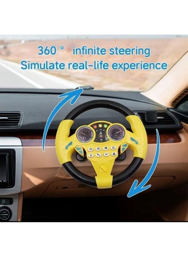 Interactive Steering Wheel Toy for Kids, Yellow & Black with Lights & Sounds, Ages 3+ - Image 2