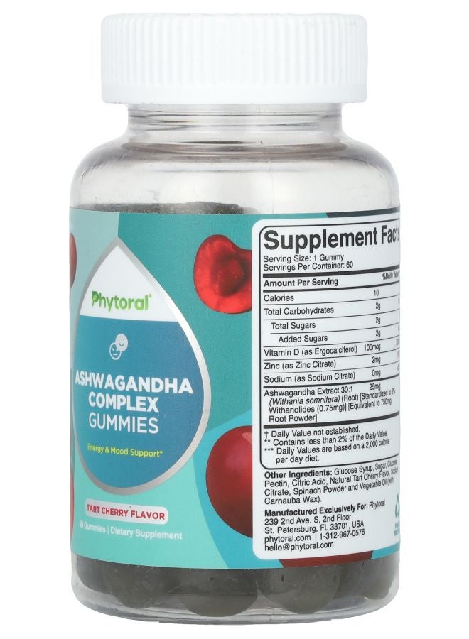 Phytoral Ashwagandha Complex Gummies Tart Cherry 60 Gummies - Image 2