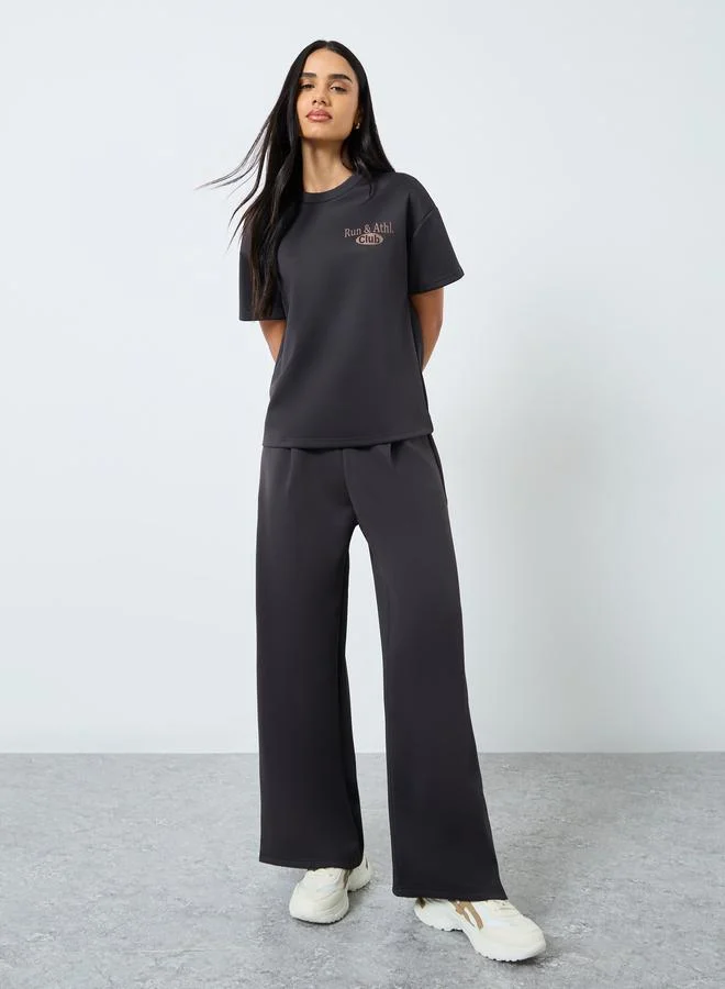 Styli Styli Solid Mid Rise Wide Leg Pants