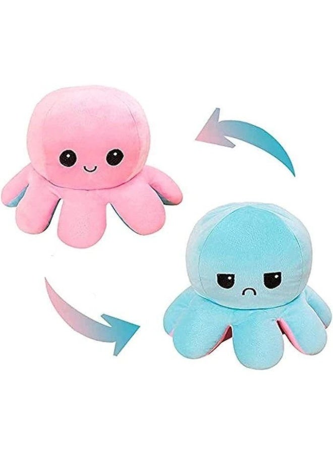 Reversible Octopus Plush Toy – Double-Sided Mood Expression Doll with Happy & Angry Faces – Soft Stuffed Animal for Kids & Adults – Random Colors – Cute Gift for Birthdays, School, Desk or Emotional Learning – Flip Inside Out Easily - Image 2
