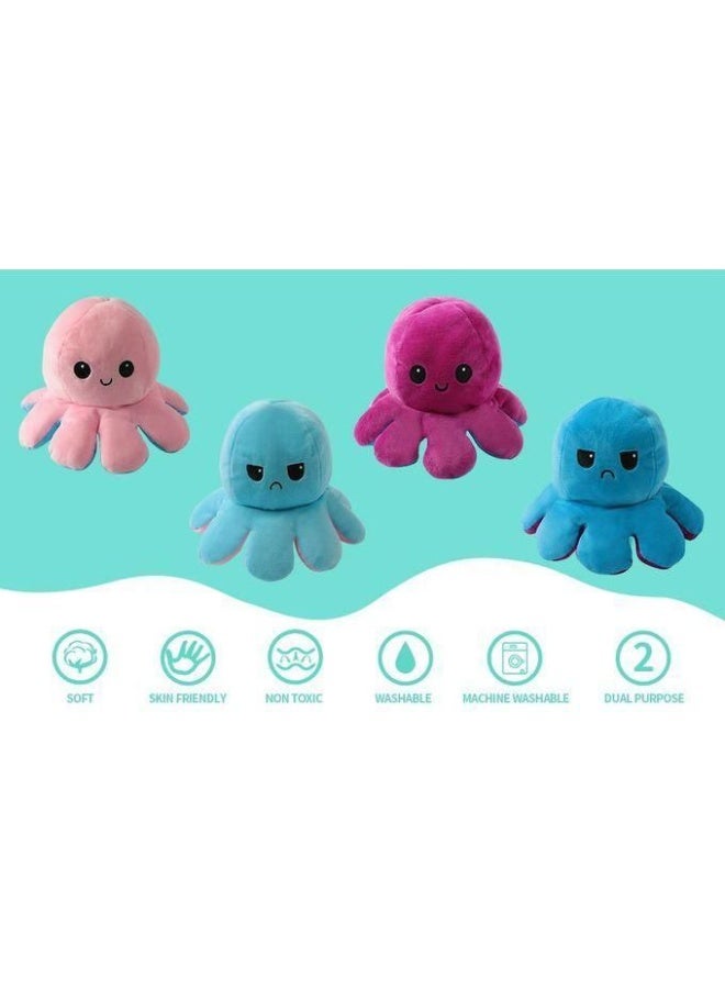 Reversible Octopus Plush Toy – Double-Sided Mood Expression Doll with Happy & Angry Faces – Soft Stuffed Animal for Kids & Adults – Random Colors – Cute Gift for Birthdays, School, Desk or Emotional Learning – Flip Inside Out Easily - Image 3