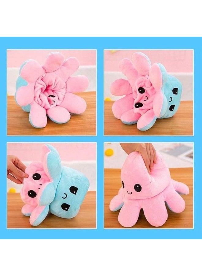 Reversible Octopus Plush Toy – Double-Sided Mood Expression Doll with Happy & Angry Faces – Soft Stuffed Animal for Kids & Adults – Random Colors – Cute Gift for Birthdays, School, Desk or Emotional Learning – Flip Inside Out Easily - Image 1