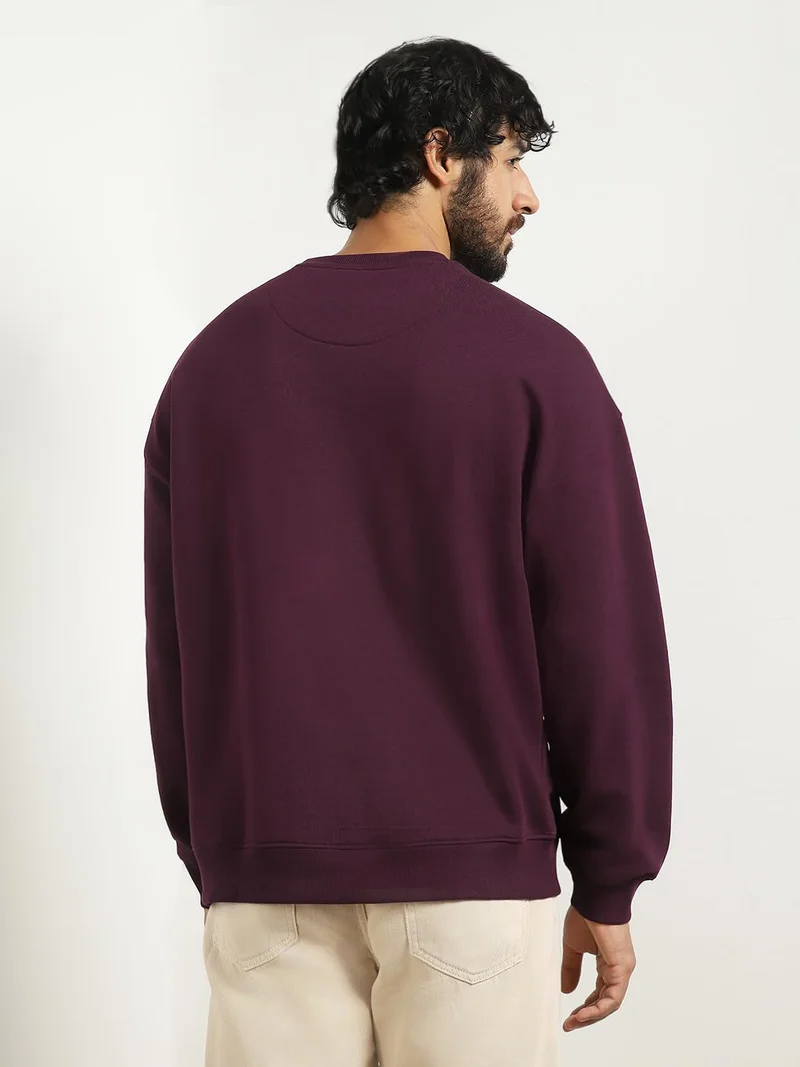 NOBERO  Oversized Cotton Blend Sweatshirt for Men in Purple for Men | Best Price UAE