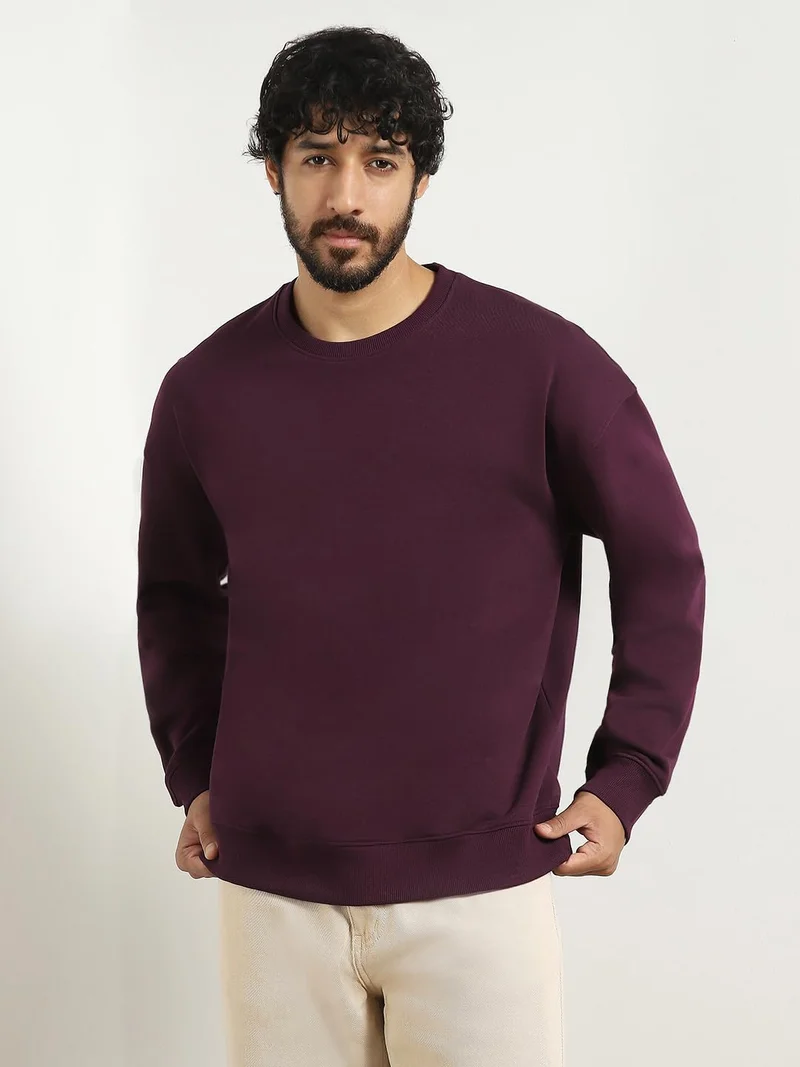Oversized Cotton Blend Sweatshirt for Men in Purple