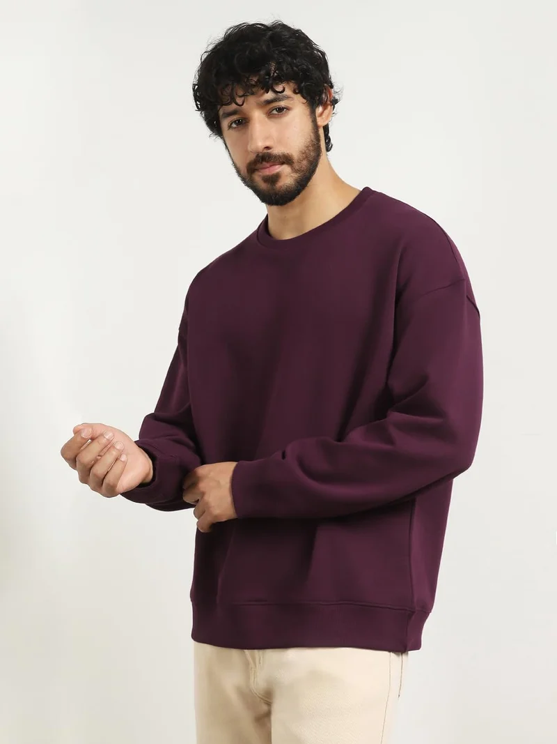 NOBERO  Oversized Cotton Blend Sweatshirt for Men in Purple for Men | Best Price UAE