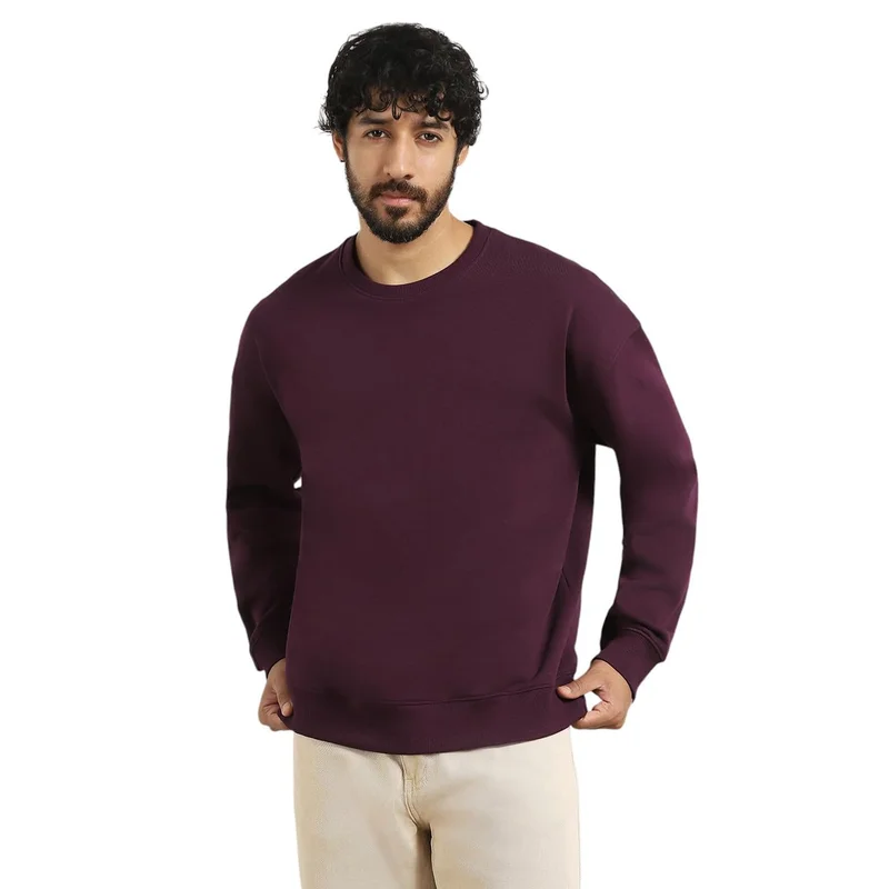 NOBERO  Oversized Cotton Blend Sweatshirt for Men in Purple for Men | Best Price UAE