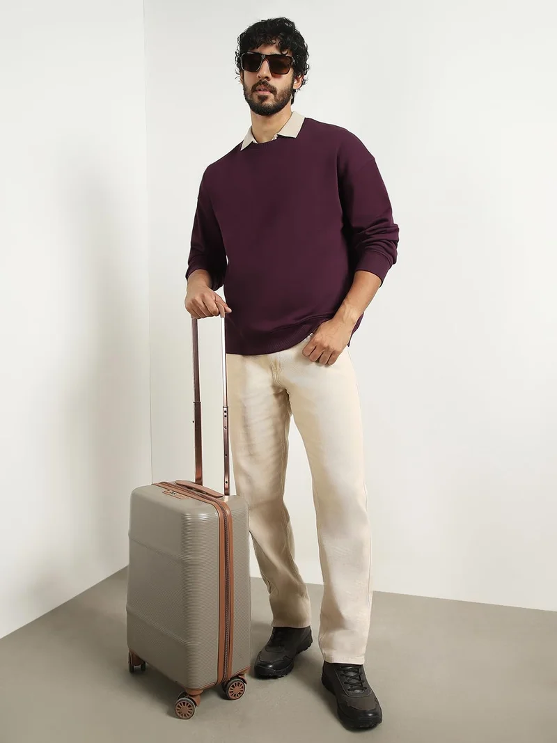 NOBERO  Oversized Cotton Blend Sweatshirt for Men in Purple for Men | Best Price UAE