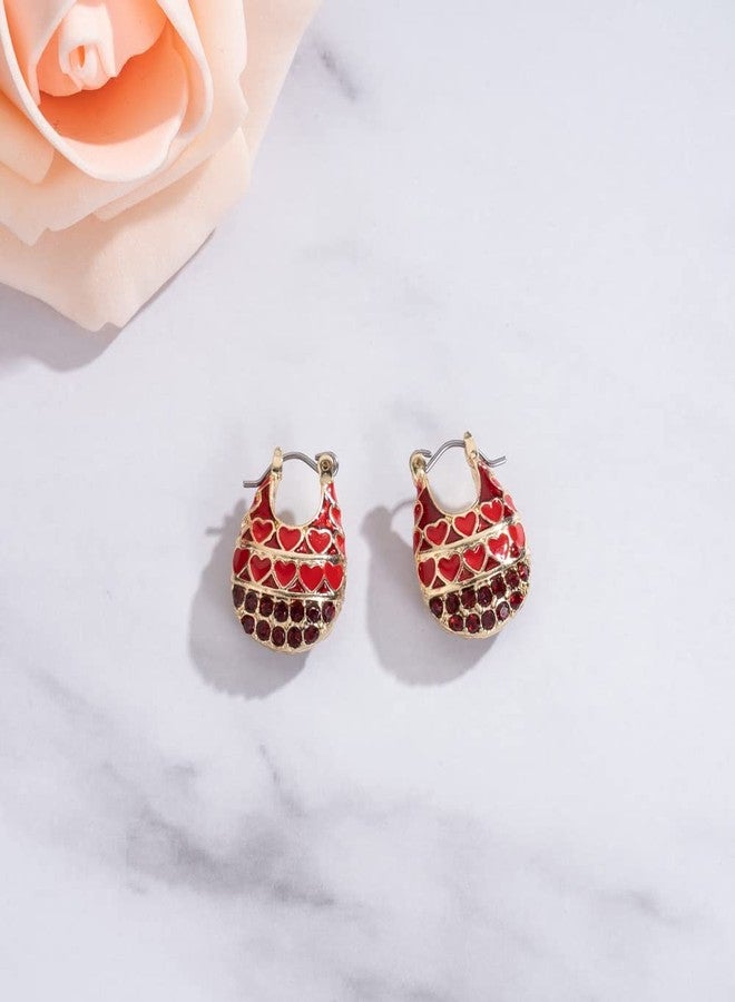 MADISON TYLER Valentines Day Hoop Red Heart Earrings for Women | Pave Red Heart | Rhinestone Small | Exquisite Jewelry for Her | Couples Gifts Valentine's Day - Image 5