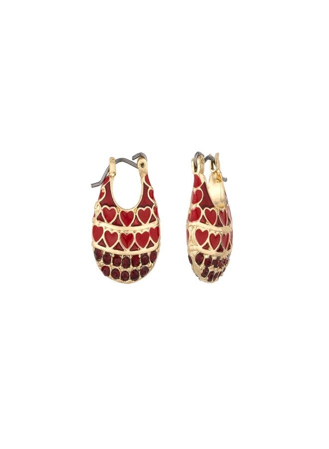 MADISON TYLER Valentines Day Hoop Red Heart Earrings for Women | Pave Red Heart | Rhinestone Small | Exquisite Jewelry for Her | Couples Gifts Valentine's Day - Image 1