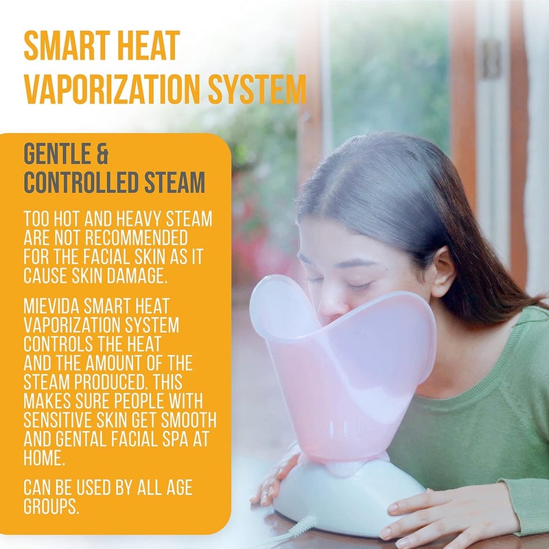 MIEVIDA Steam Inhaler Vaporizer Facial Steamer With Timer Temperature Control SystemPink - Image 2