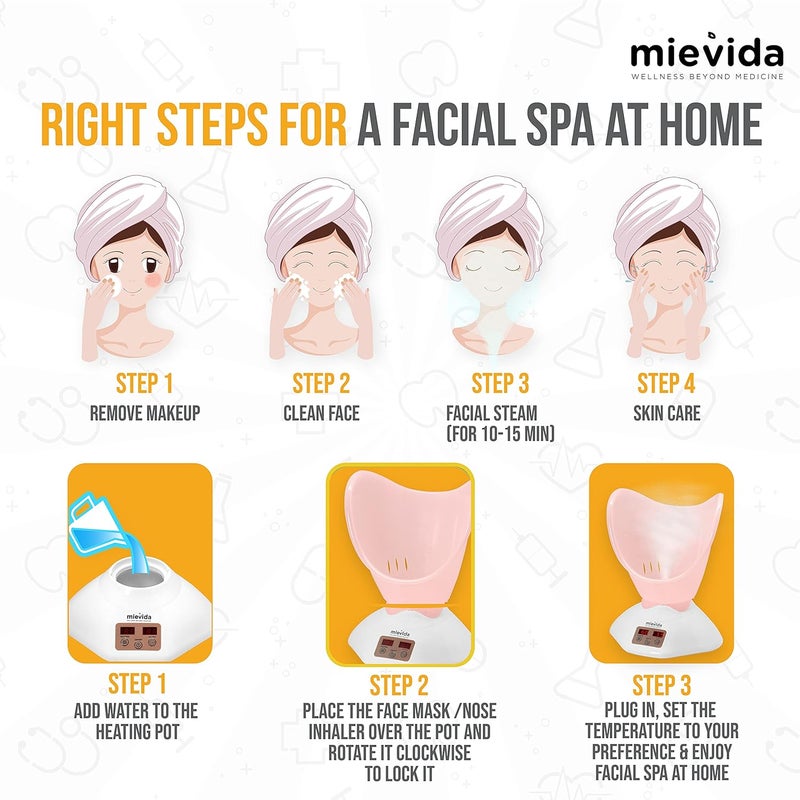 MIEVIDA Steam Inhaler Vaporizer Facial Steamer With Timer Temperature Control SystemPink - Image 5