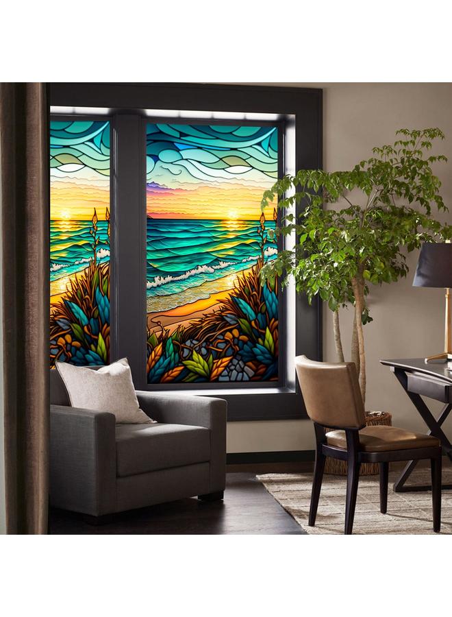 BL128-139 Flower And Bird Landscape Electrostatic Glass Sticker PVC Glue-free Window Sticker Home Decorative Window Decorative Glass Sticker - Image 5