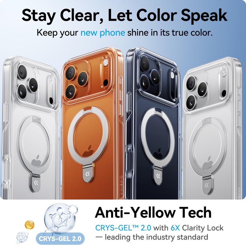 CASEKOO Ultra Magnetic Stand for iPhone 17 Pro Max Case Clear [Compatible with MagSafe] [16FT Military-Grade Protection] Transparent Slim Phone Ring 17 Pro Max Phone Cover 6.9 inch, Clear - Image 3