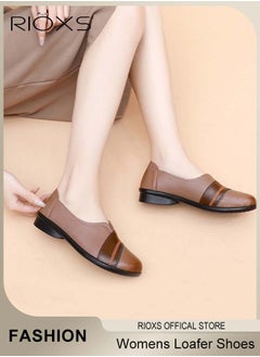 RIOXS Womens Loafer Flats Shoes Supportive and Comfortable Slip-Ons Uniform Formal Shoes With Low Block Heel for Work Business and Casual  - Image 1