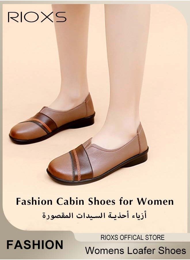 RIOXS - Womens Loafer Flats Shoes Supportive and Comfortable Slip-Ons Uniform Formal Shoes With Low Block Heel for Work Business and Casual - Image 1