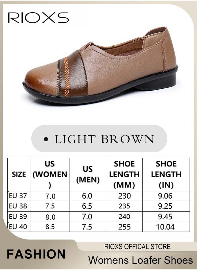 RIOXS - Womens Loafer Flats Shoes Supportive and Comfortable Slip-Ons Uniform Formal Shoes With Low Block Heel for Work Business and Casual - Image 1
