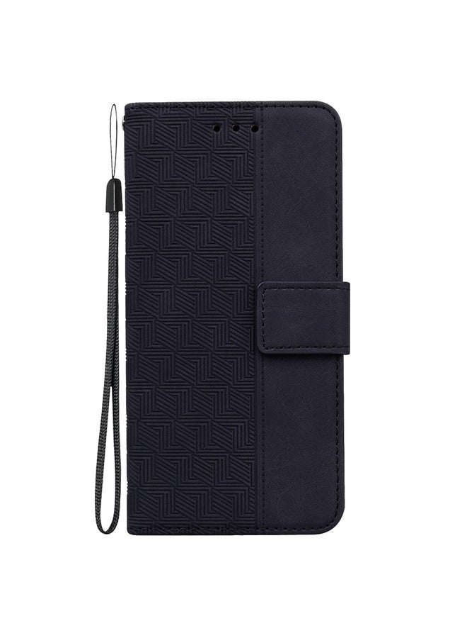 Case Cover For Asus Zenfone 9 Geometric Embossed Flip Leather Phone Case(Black)