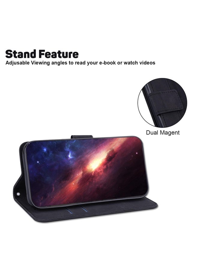 Case Cover For Asus Zenfone 9 Geometric Embossed Flip Leather Phone Case(Black)