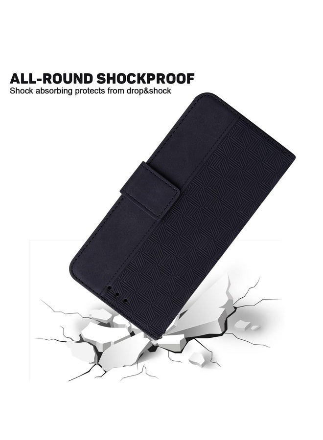 Case Cover For Asus Zenfone 9 Geometric Embossed Flip Leather Phone Case(Black)