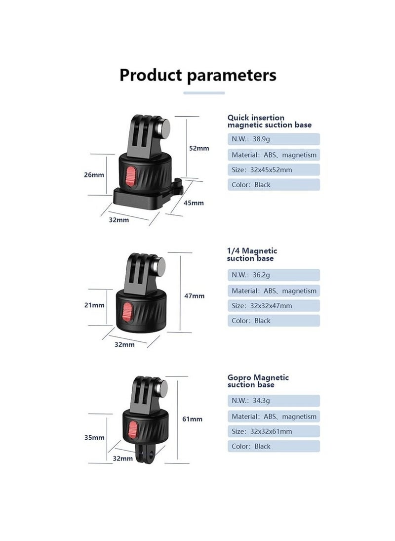 Magnetic Suction Adapter Tripod Adapter Quick Release Base Mount Action Camera Accessories Screws Free with Magnetic Base Compatible with 11/10/9/8/7 Insta 360 AKASO DJI Action - Image 5