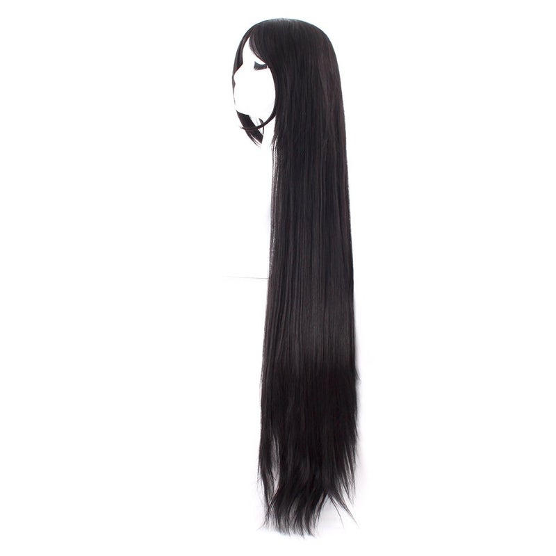 MapofBeauty MapofBeauty 40" 100cm Oblique Bangs Anime Costume Long Straight Cosplay Wig Party Wig (Black)  - Image 2