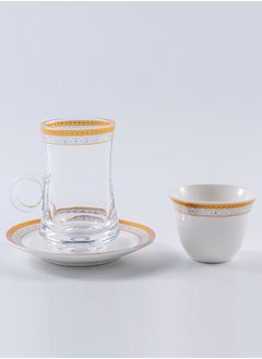 Dove 36-Piece Tea & Coffee Glass And Porcelain Set White/Gold/Clear, Serve for 12  - Image 2