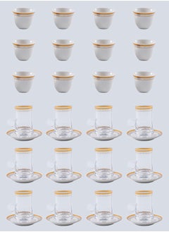 Dove 36-Piece Tea & Coffee Glass And Porcelain Set White/Gold/Clear, Serve for 12  - Image 1