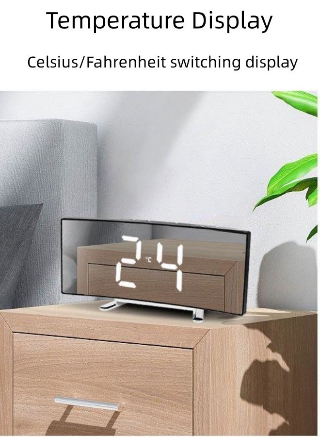 دبليو أيه أو كي أن ساعة منبه رقمية مزدوجة لغرفة النوم مع مؤقت نوم خافت ومنفذ USB يعمل ببطارية AAA ودرجة حرارة الغرفة، شاشة LED كبيرة ذكية وساعة إلكترونية سهلة ضبط ساعة منبه عالية للمكتب (أسود)  - Image 3